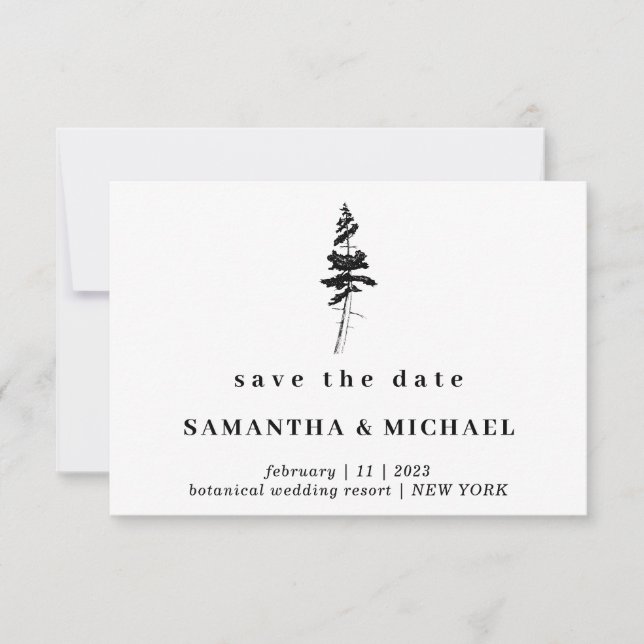 Invitation Forest Pine tree Indie Rustic Enregistrer la date (Devant)