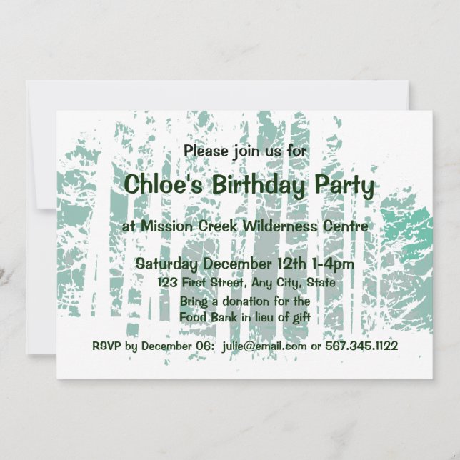 Invitation Forest Wilderness Outdoor Park Anniversaire (Devant)