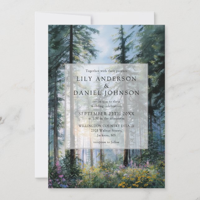 Invitation Forest Wildflowers Floral All In One Wedding (Devant)