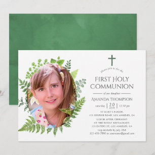 Invitation Forêt à l'aquarelle pour la première communion