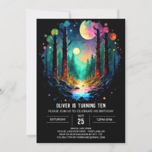 Invitation Forêt Aventure attend un anniversaire mystique