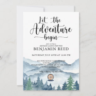 Invitation Forêt Aventure Montagnes Camping Anniversaire