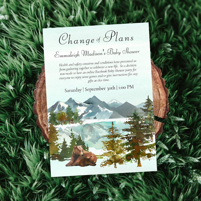Invitation Forêt Aventure Ours rustiques Changement de plan (Créateur téléchargé)