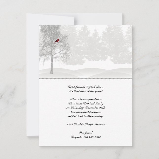 Invitation Forêt blanche neigeuse au cardinal rouge (Devant)