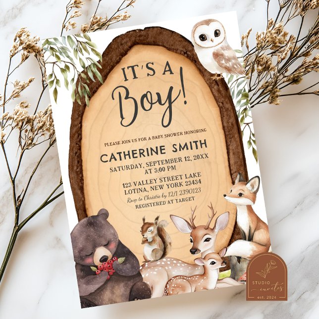 Invitation Forêt Bois Animal Wild Un Baby shower Invit (Créateur téléchargé)