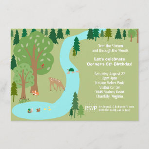 Invitation Forêt Bois Animaux Nature Fête d'anniversaire