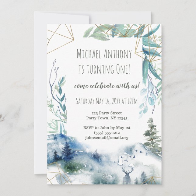 Invitation Forêt Bois Anniversaire (Devant)