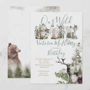Invitation Forêt Bois Aquarelle Sauvage Une fête d'anniversai