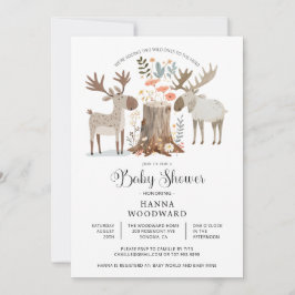 Invitation Forêt boisée Animaux Jumeaux Baby shower