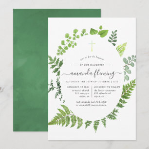 Invitation Forêt boisée de verdure baptême ou Christening