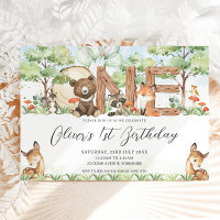 Forêt boisée mignonne Animaux Bois 1er anniversair