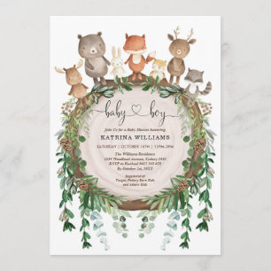 Invitation Forêt boisée rustique Animaux Bébés Douche pour pe