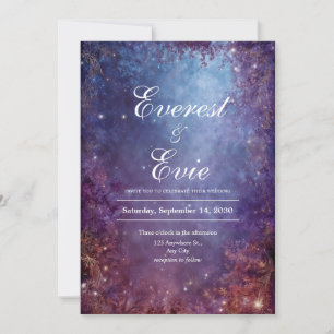Invitation Forêt céleste enchantée Mariage or pourpre