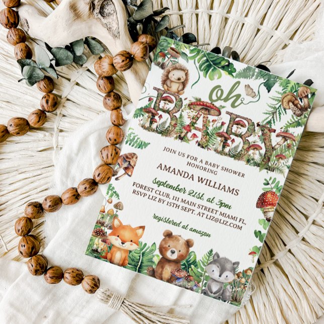 Invitation Forêt Cute Animaux Végétation Oh Baby shower (Créateur téléchargé)