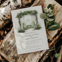 Forêt d'aquarelle enchantée Mariage bohème Invi
