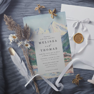 Invitation Forêt d'arbres de montagne Mariage rustique à peti