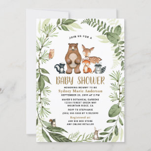 Invitation Forêt de bois Amis de verdure Baby shower Boho