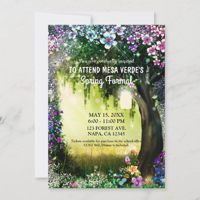 Invitation Forêt de bois fantastique lumineuse enchantée Prom (Devant)