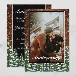 Invitation Forêt de bois neigeux Anniversaire du Mariage phot
