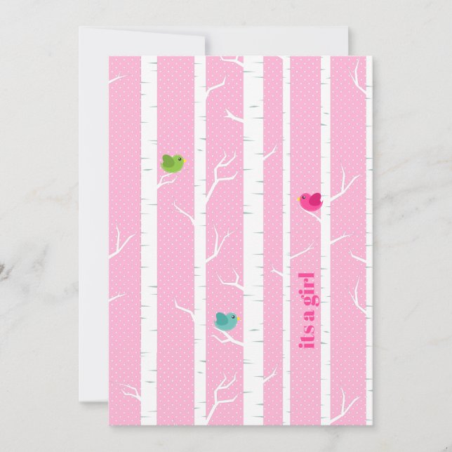 Invitation Forêt de bois rose mignonne Bébé fille Douche (Devant)