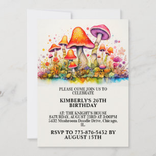 Invitation Forêt de champignons sauvages Imprimer fête d'anni