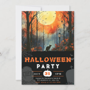 Invitation Forêt de chats noirs Halloween noir
