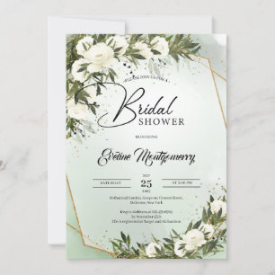 Invitation Forêt de germes d'olive vert poussiéreux roses bla