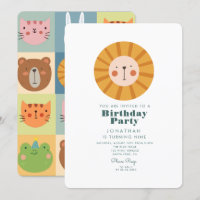 Forêt de Lion simple mignonne avec animaux Anniver