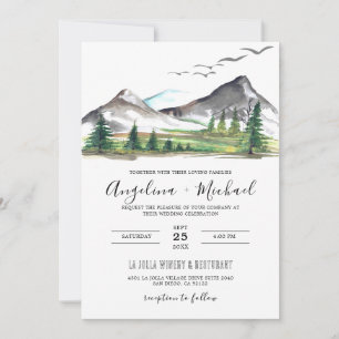 Invitation Forêt de montagne paisible Mariage du code QR