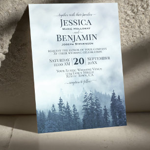 Invitation Forêt de pin bleu foncé Rustique Mariage extérieur