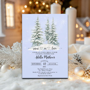 Invitation Forêt de pins en Fête des mariées épaisse de neige