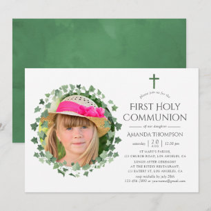 Invitation Forêt de verdure à l'aquarelle Baptême ou Christen