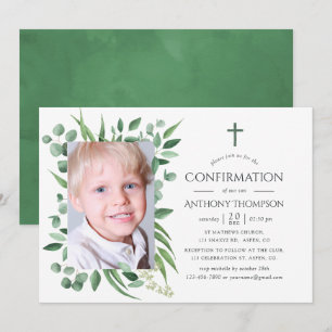 Invitation Forêt d'eucalyptus Première communion solennelle v