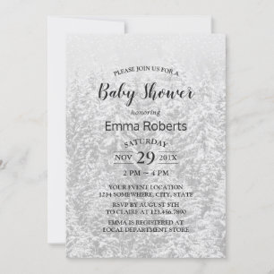 Invitation Forêt d'hiver Élégant Baby shower blanc de neige
