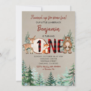 Invitation Forêt d'hiver Forêt boisée Plaid rouge Premier ann