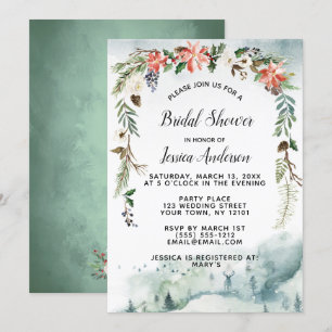 Invitation Forêt d'hiver rustique Fête des mariées florale