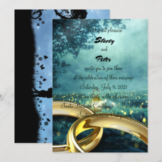 Invitation forêt éclairée et anneaux de Golding