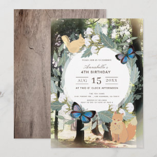 Invitation Forêt enchantée Animaux de bois Fille Anniversaire