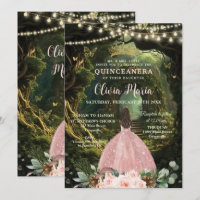 Forêt enchantée Blush Floral Quinceañera Sweet 16