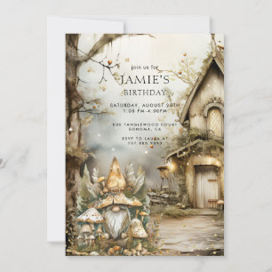 Invitation Forêt enchantée Bois Gnome Anniversaire de l'enfan