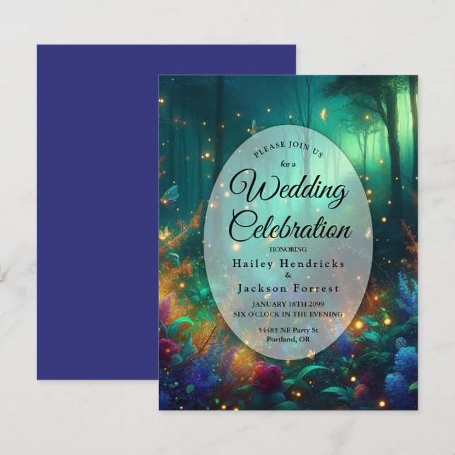 Invitation Forêt enchantée de bijoux radiants Mariage (Devant / Derrière)