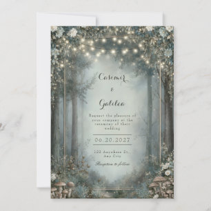 Invitation Forêt Enchantée de Bois Mariage Teinte Brumeuse