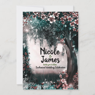 Invitation Forêt Enchantée de Mariage aux Teintes de Rose Boi