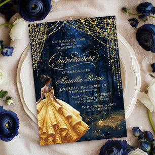 Invitation Forêt enchantée Jaune Quinceañera