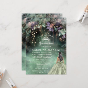 Invitation Forêt Enchantée Lavande Sage Vert Quinceanera