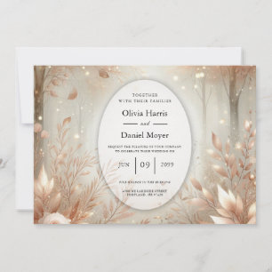 Invitation Forêt Enchantée Mariage Rose Bois Doré