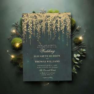 Invitation Forêt enchantée pendage Mariage de verdure or