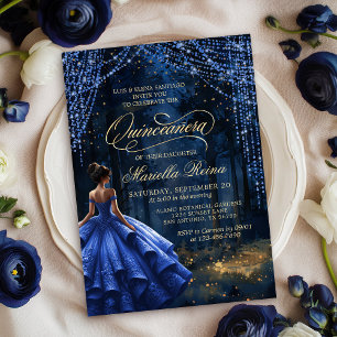 Invitation Forêt enchantée Royal Blue Quinceañera
