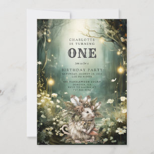 Invitation Forêt enchantée Souris 1er anniversaire