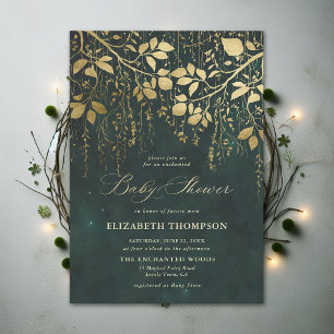 Invitation Forêt enchantée Verdure or Baby shower magique